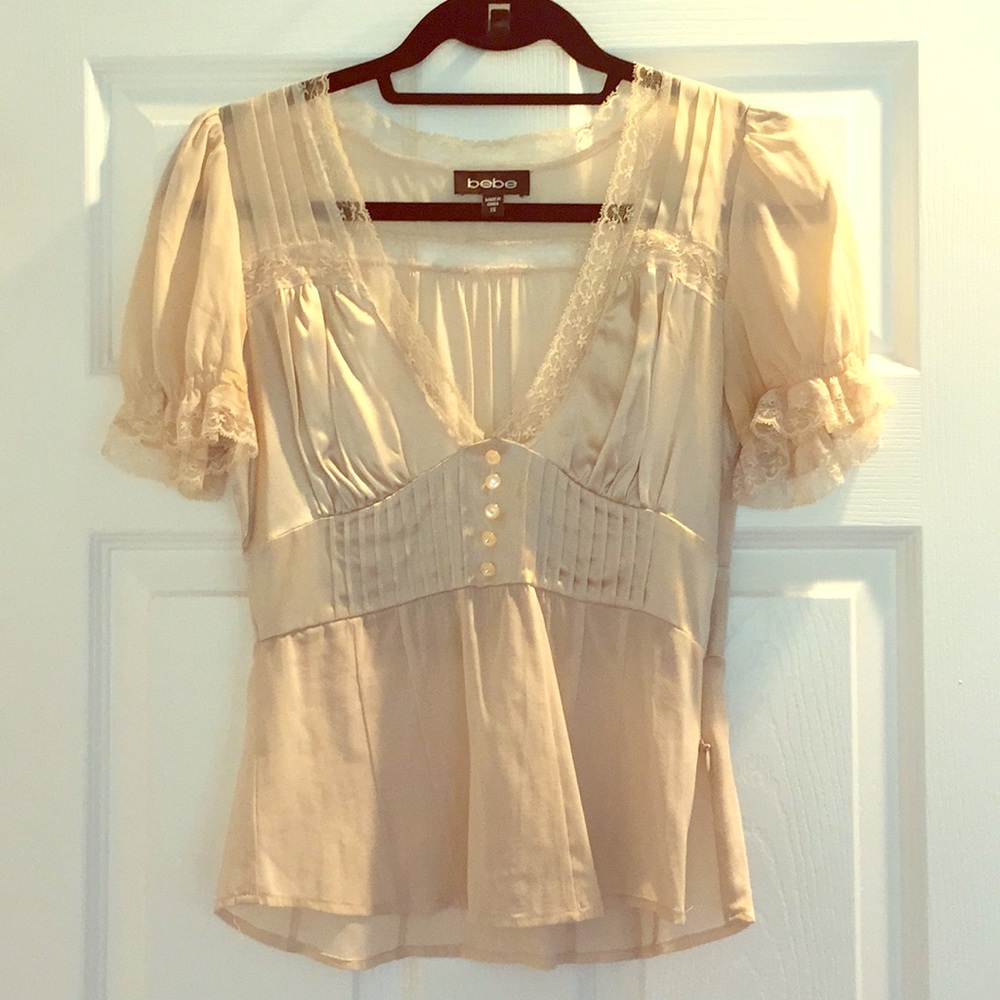 Bebe light cream button down blouse